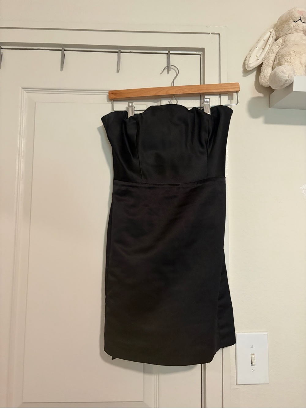 Lulu's Strapless Black Satin Sheath Dress